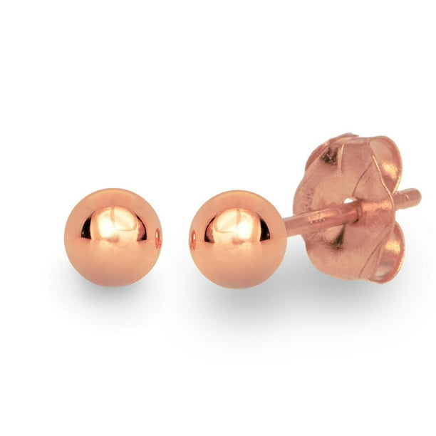 3mm 14 Karat Rose Gold Round Bead Ball Stud Earrings